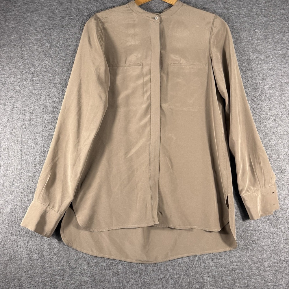 Vince Silk Blouse Long Sleeve Size 2 Preppy Academia Career Office Quiet Luxury